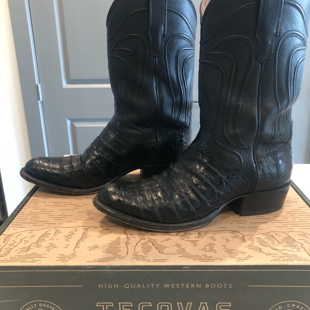 Tecovas Dillon 9.5D Black Caiman boots